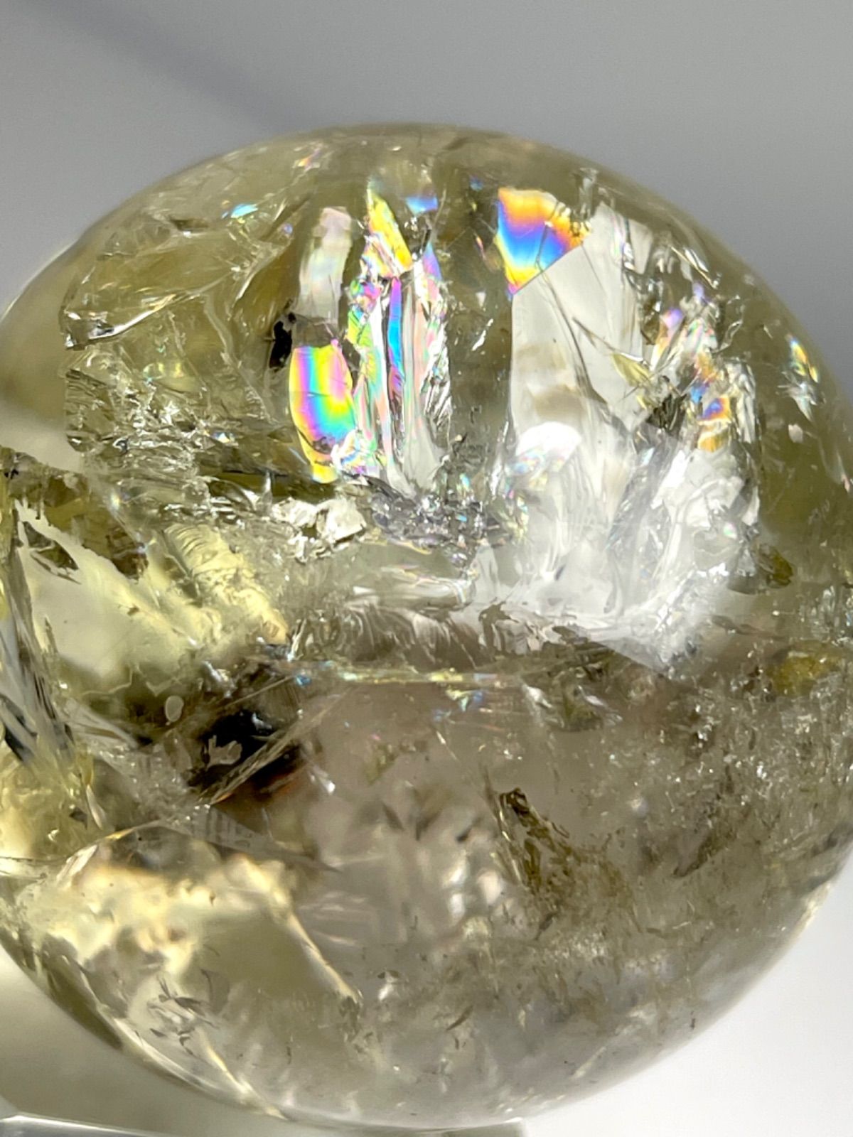 透明☆レモンイエロー シトリン【黄水晶】丸玉○スフィア◇虹 