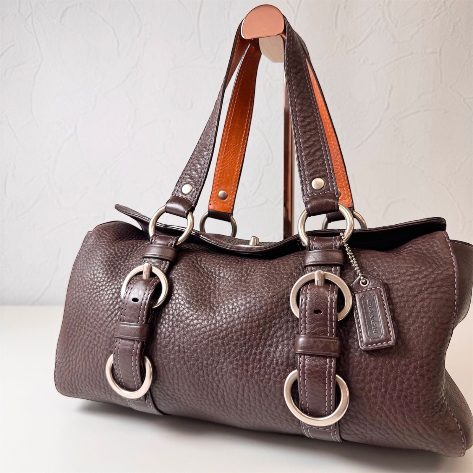 COACH チェルシーサッチェル ブラウン ハンドバッグ レザー ターンロック COACH チェルシーサッチェル ブラウン ハンドバッグ レザー