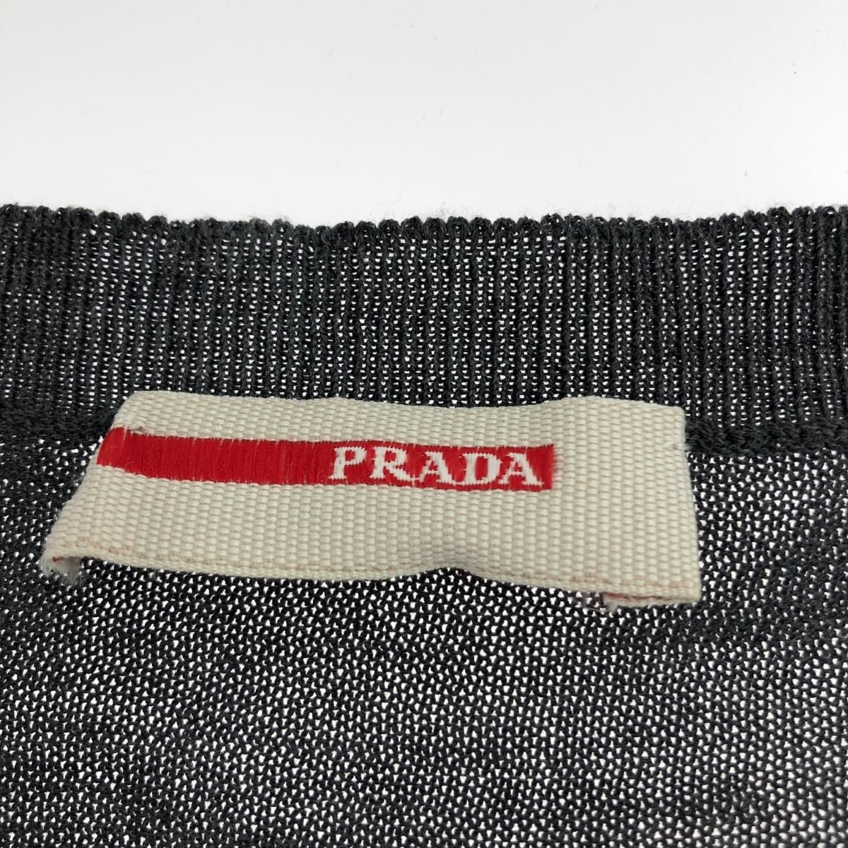 PRADA - PRADA プラダ 長袖 ニット サイズ:46 Vネック   シルクコットン グレー レディース / 241006002196 PRADA プラダ 長袖 ニット サイズ:46 Vネック シルクコットン