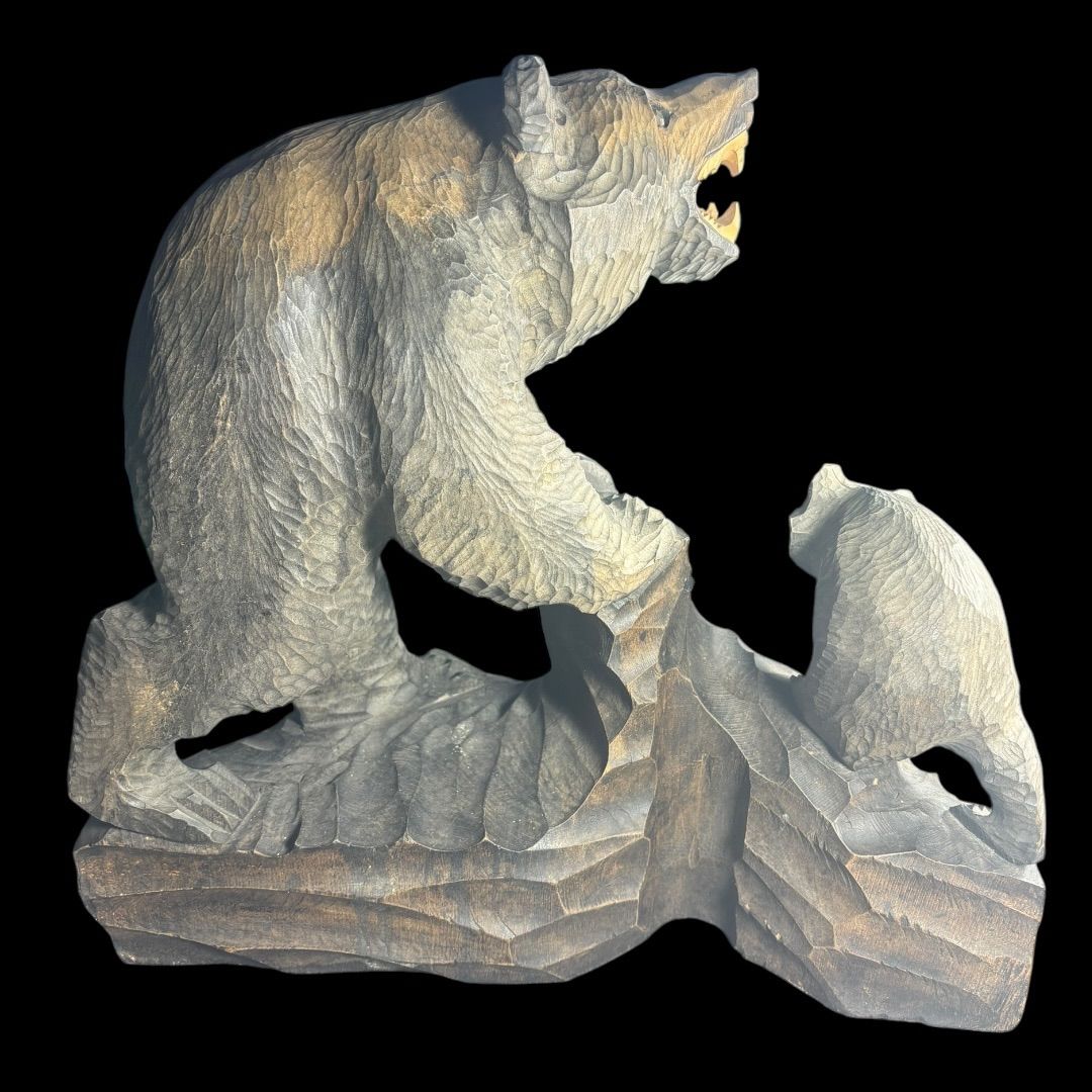 子熊親熊 木彫り 置き物 【公式通販】