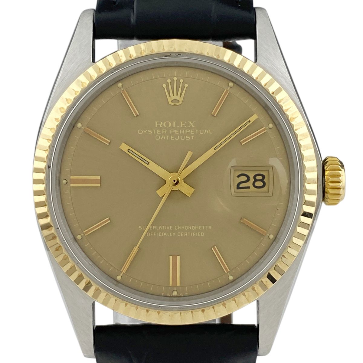 ロレックス ROLEX デイトジャスト 1601/3 腕時計 SS YG レザー 自動 