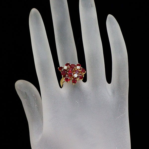K18YG ルビー ダイヤモンド リング 2.80ct D0.22ct フラワー