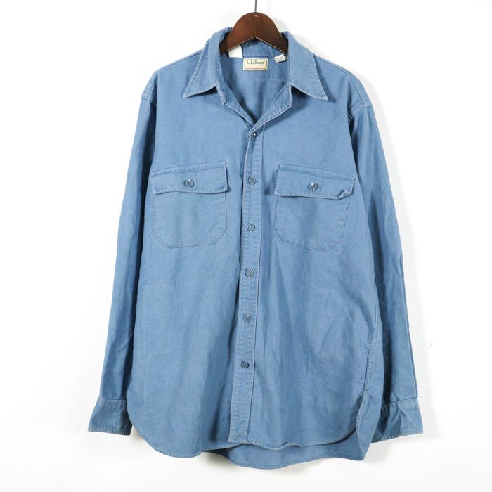 エルエルビーン 80S 90S 長袖シャツ シャモアクロスシャツ トップス アメリカ古着 ヴィンテージ メンズ 16サイズ ブルー系 L.L.Bean