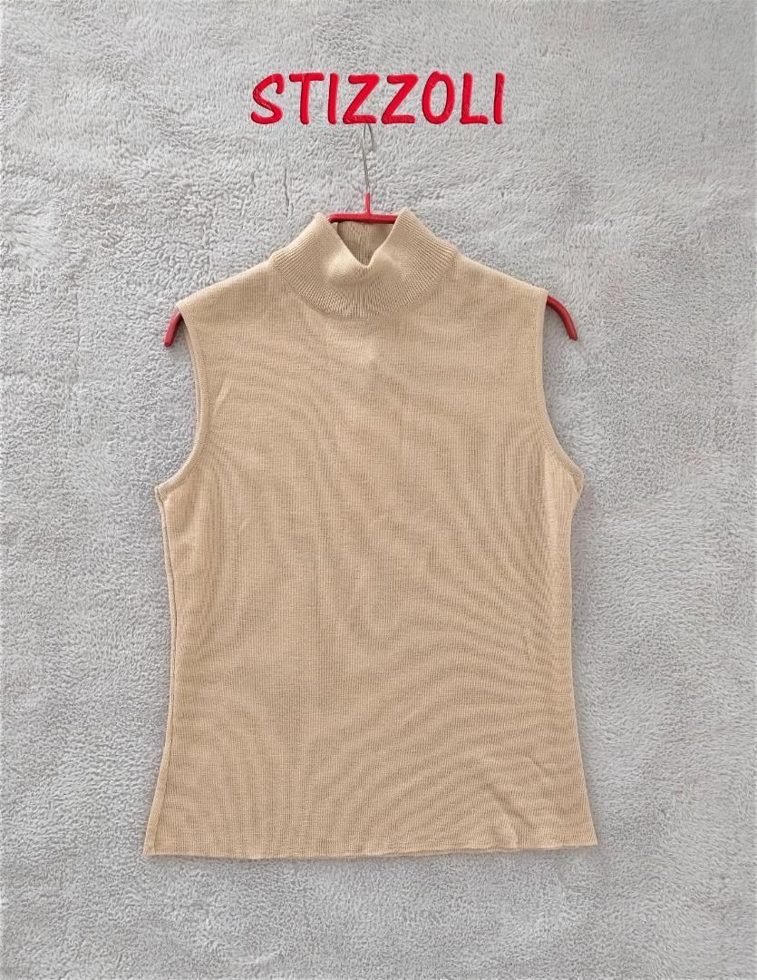 タグ付 最 イタリア製 STIZZOLI レトロシック ハイネックノースリーブニット