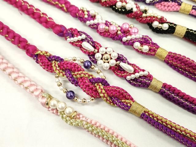 平和屋着物●和装小物 振袖用飾り付き帯締め１０本セット パール 花 金糸 CAAX8204ju