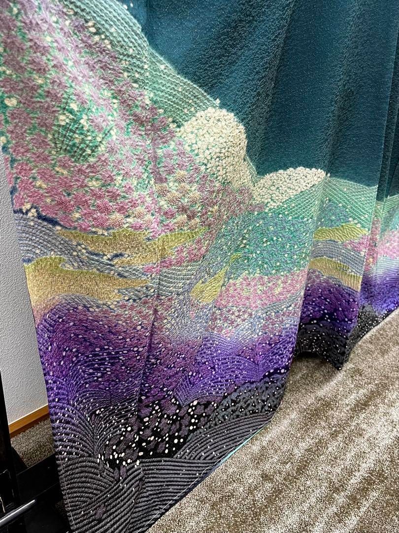 滝泰謹製 訪問着 落款入 金通し 絞り 正絹 躾糸付き ガード加工済