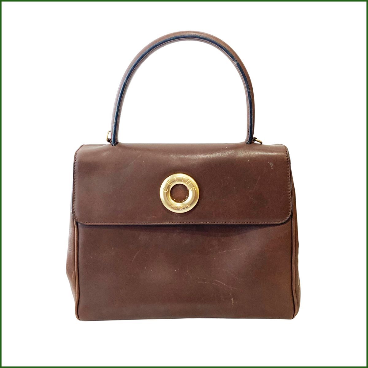 ✨極美品✨希少　CELINE　セリーヌ　ハンドバッグ　サークルロゴ　ブラウン 中古○セリーヌ/CELINE○オールドセリーヌ サークルロゴ 2WAY