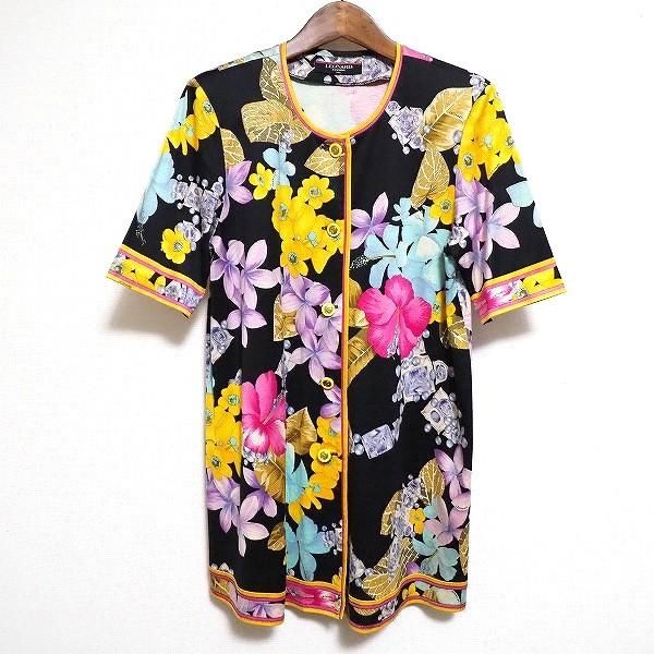 レディース #sxc レオナール LEONARD カーディガン L 黒 マルチ 半袖