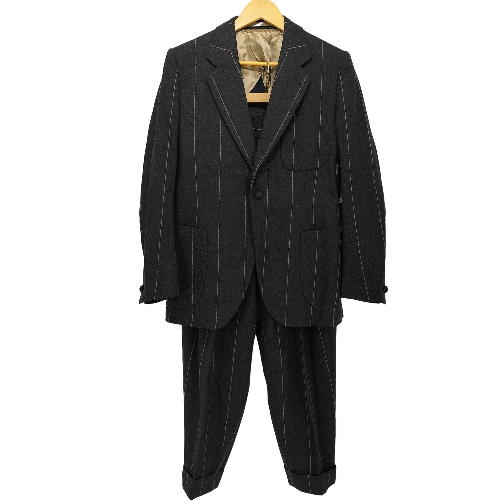 USED古着(ユーズドフルギ) Haver Sack ATTIRE ウール ストライプテーラードジャケット 2タックスラックス セットアップ メンズ JPN：M 【中古】【ブランド古着バズストア】 ユーズドフルギ USED古着 Haver Sack ATTIRE ウール ストライプ