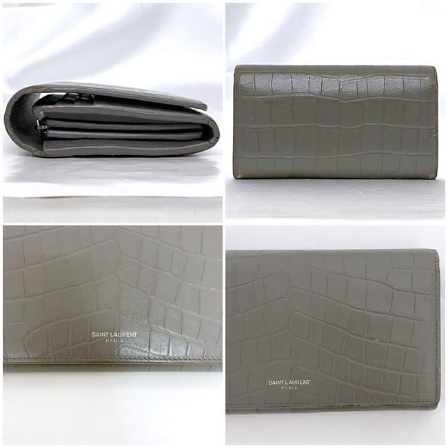 サンローラン 長財布 372267 グレー レザー レディース SAINT LAURENT 【中古】 サンローラン 二つ折り 長財布 グレー 372267 財布 レザー 中古 - メルカリ