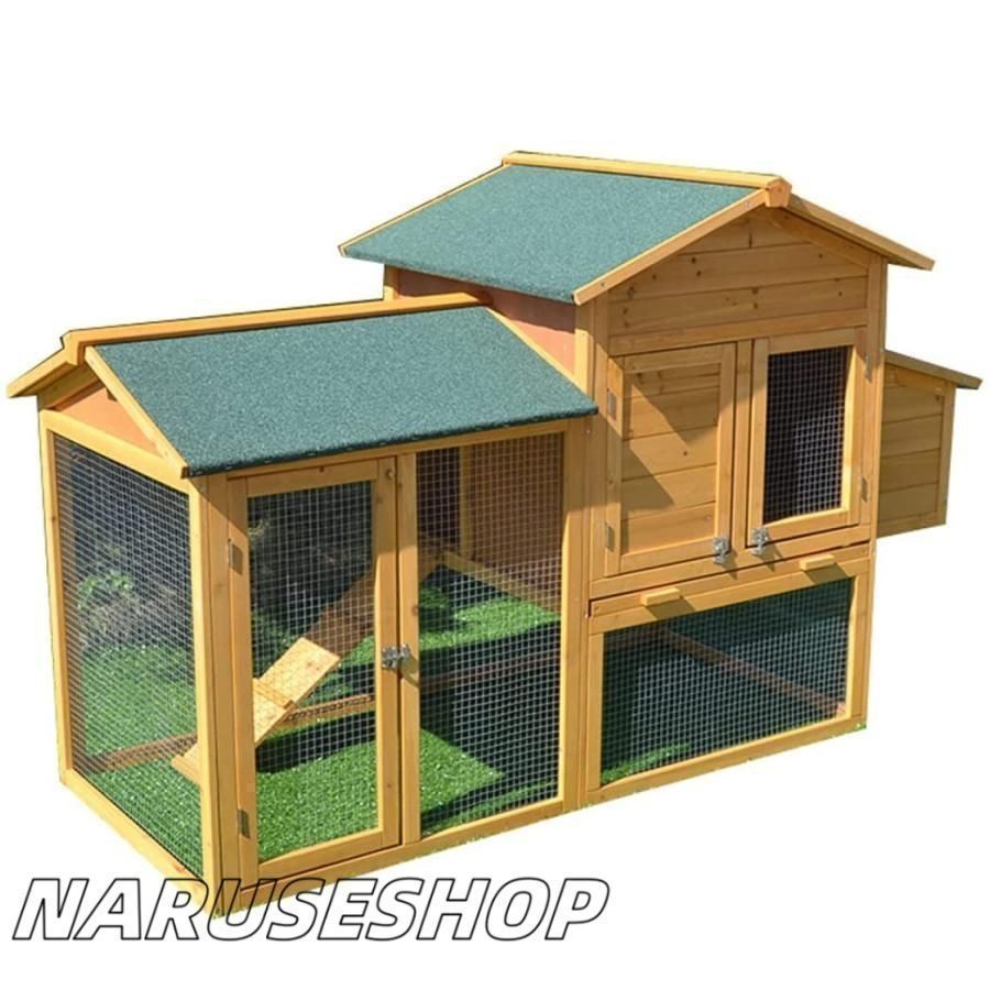 大好評 鳥かご 屋外木製鶏小屋 屋外 木製 鳥ケージ大型 ワイヤーメッシュ 卵パック 複数のドア付き 防雨 産卵 アウトドア家禽用飼育ケージ