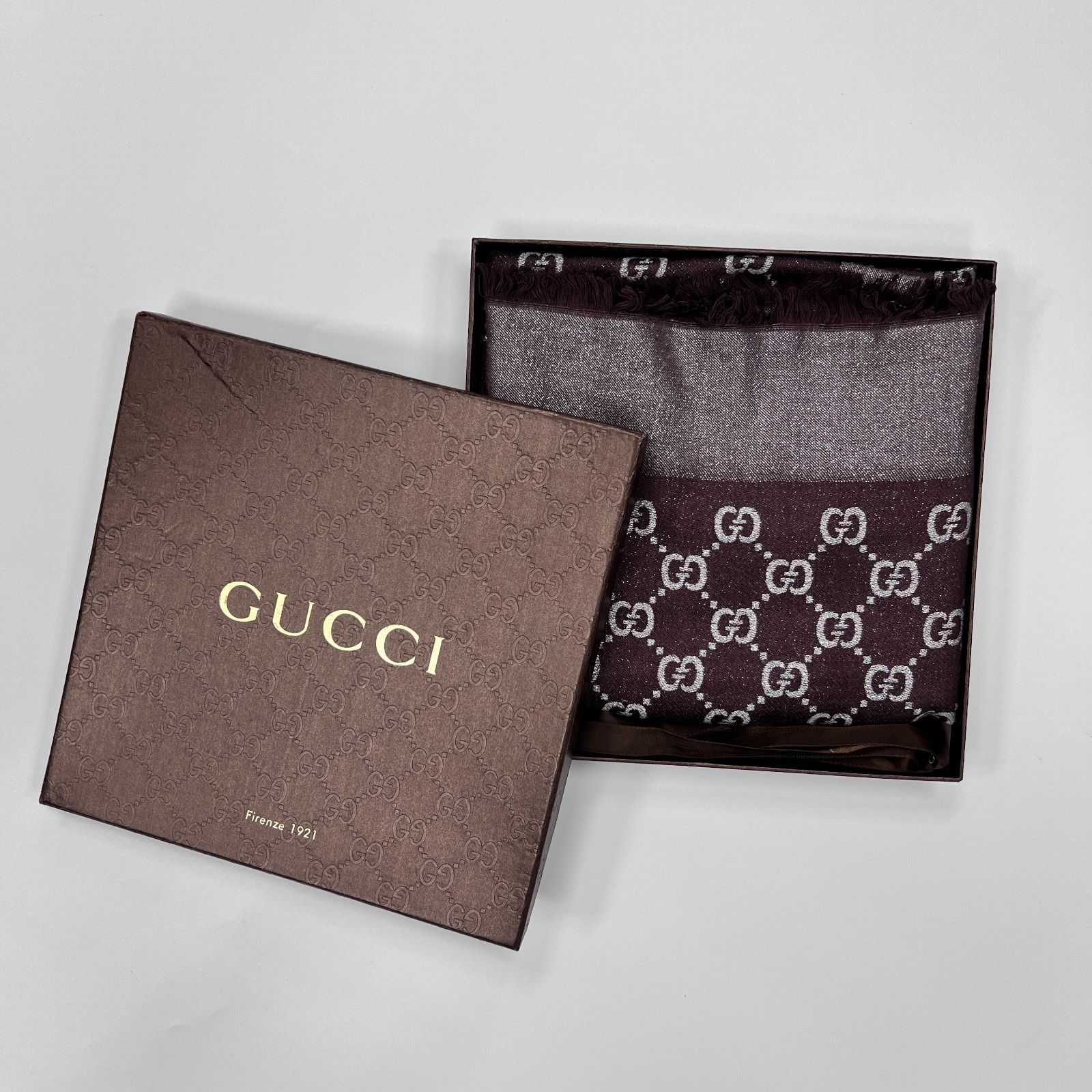 GUCCI グッチ ストール マフラー ウール マルチカラー ヴィンテージ レディース HIBUOCHI VINTAGE
