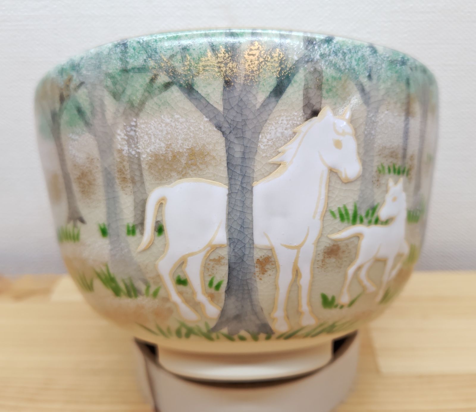 送料込【逢絢亭・新品】茶道具 令和８年干支茶碗 京焼 御本 森に親子馬 山岡善高 逢絢亭・新品】茶道具 令和8年（2026年）干支茶碗 京焼 御