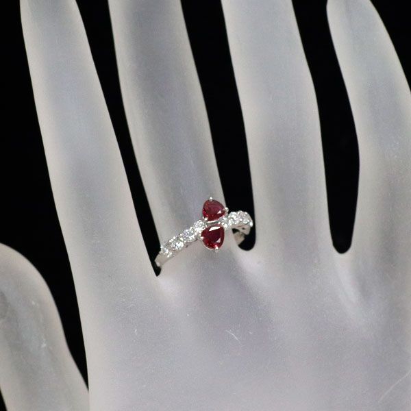 Pt900 ペアシェイプ ルビー ダイヤモンド リング 0.69ct D0.48ct トワエモア SIROKUMA-CORPORATION_COM