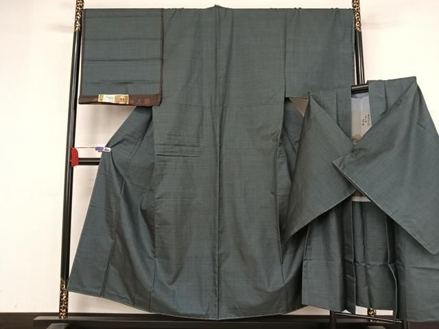 平和屋着物●男性 本場染大島紬 アンサンブル 手織り 100亀甲 総詰め 正絹 ♥ AABA4577np