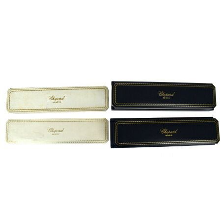 【中古】 4点セット ショパール Chopard 腕時計 ケース ウォッチ 保存箱 ネイビー ホワイト レザー 08JE157