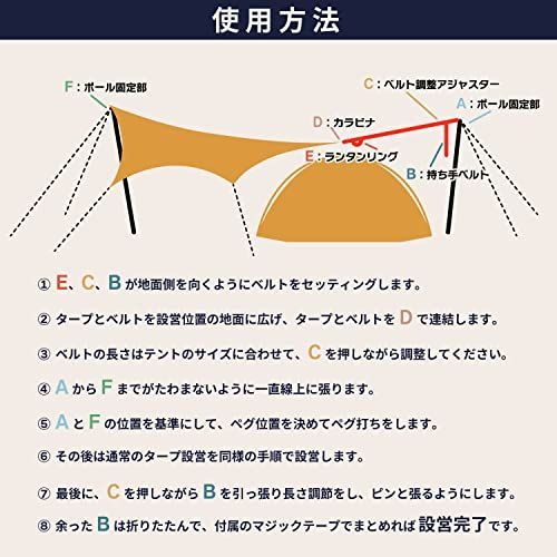 ブラック DaLaCa 小川張り タープ延長ベルト セッティングテープ