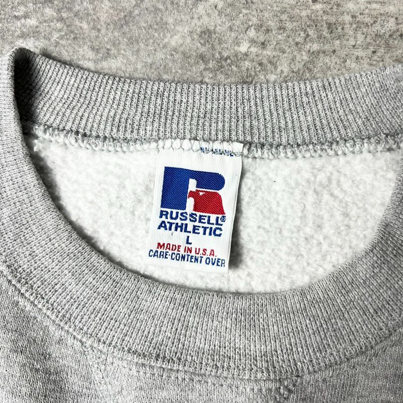 90s USA製 RUSSELL カレッジ ロゴ パッチ スウェット トレーナー