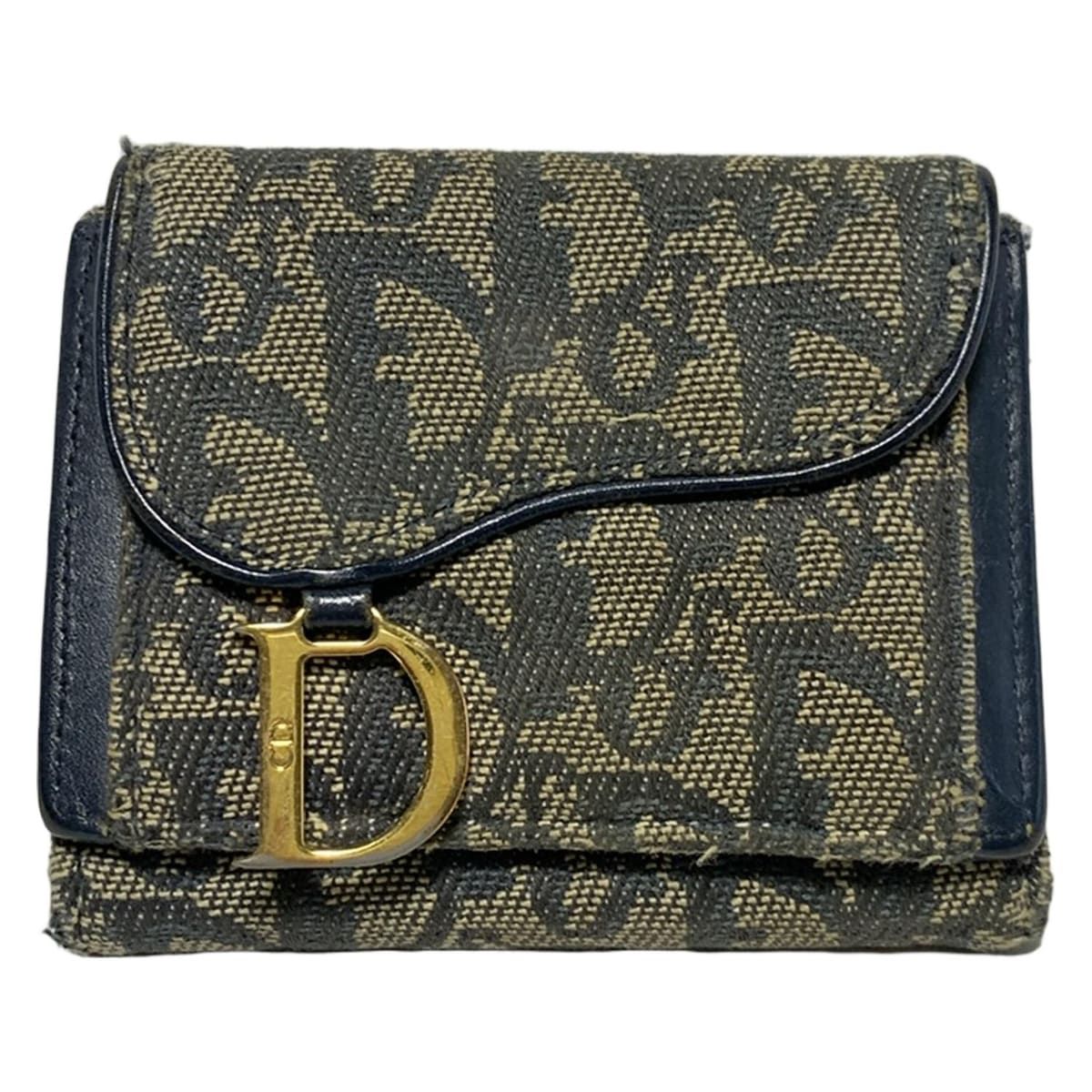 Dior 三つ折り財布 ベージュ/ブラック - メルカリ