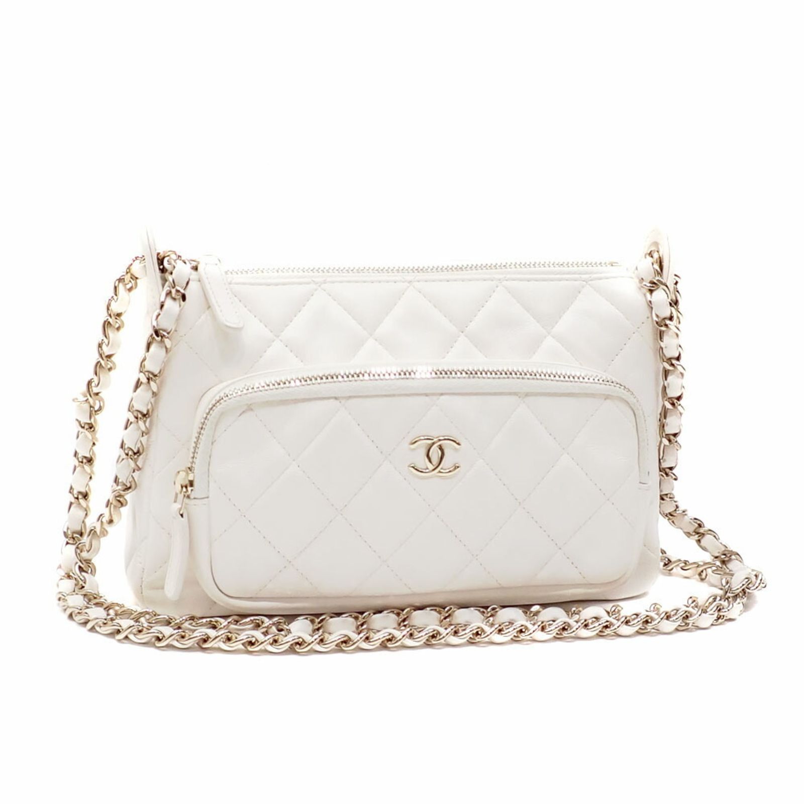 シャネル Chanel シャネル チェーンショルダーバッグ レディース ホワイト 白 ラムスキン AP4349 ココマーク