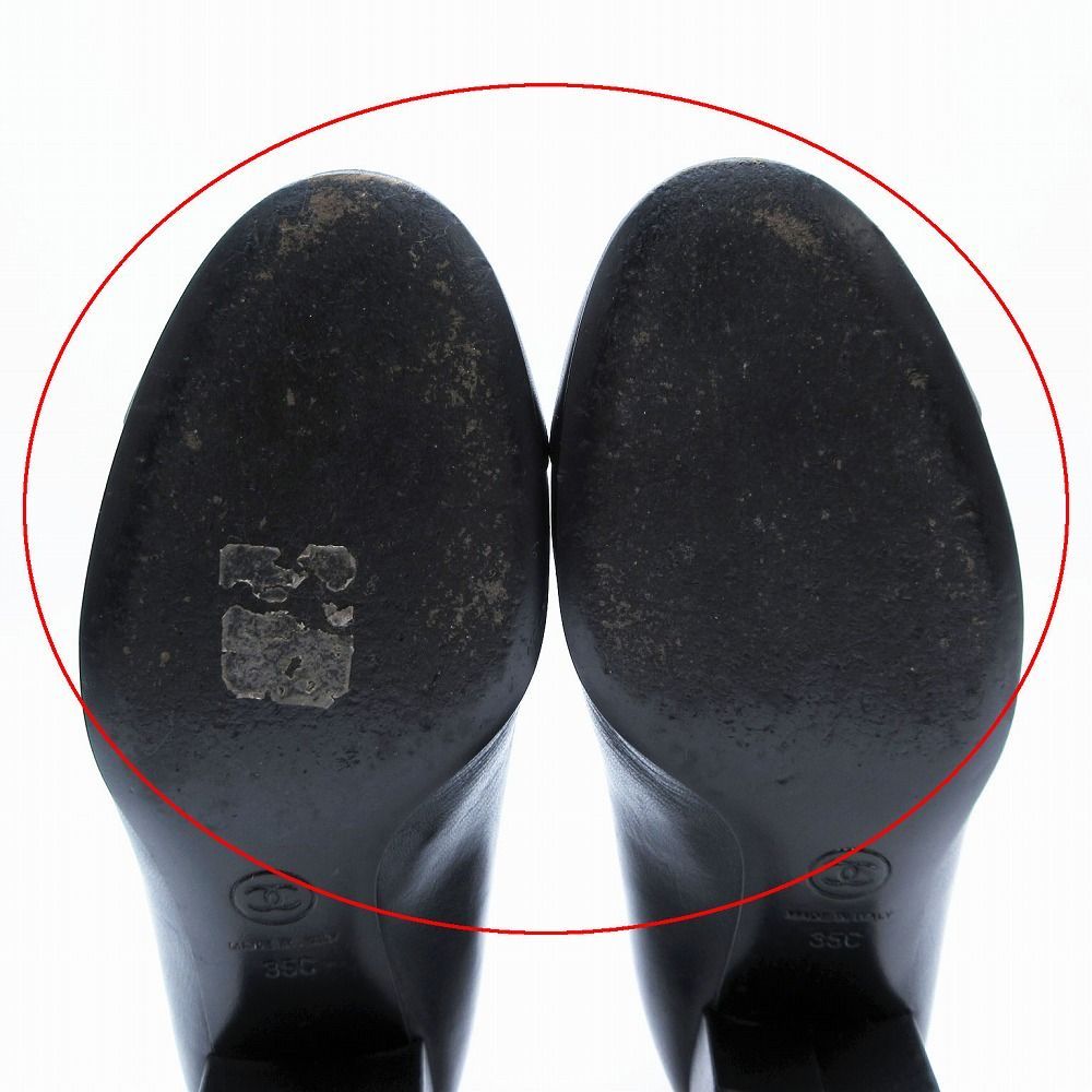 CHANEL ココマーク レザーパンプス 黒 36.5 イタリア製 G30239 CHANEL