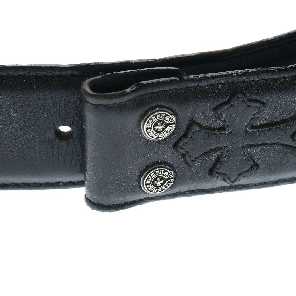 クロムハーツWベルトループクロスボタンブラックレザー|クロムハーツ