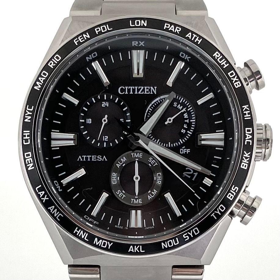 【美品】シチズン　CITIZEN　アテッサ　ATTESA　アクトライン　ACT Line　CB5966−69E　E660-007C801　電波ソーラー　デイト表示　黒　チタニウム