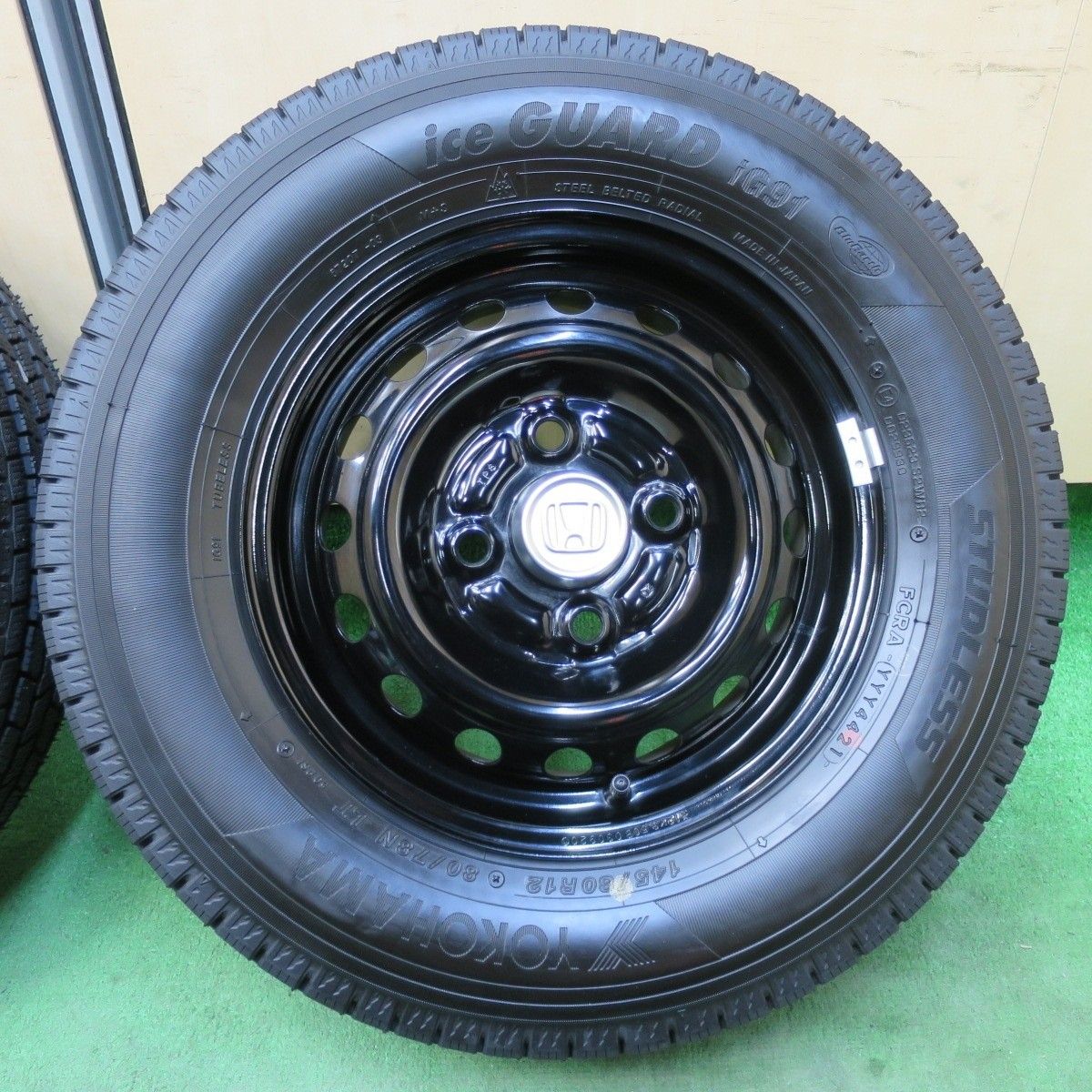 人気ブランドが大特価。 超バリ溝 21年 キレイ ほぼ10分 ホンダ アクティ 純正 スチール 145 80R12 80 78N スタッドレス ヨコハマ アイスガード iG91 12インチ PCD100 4H 5022605イス 【限時特価】