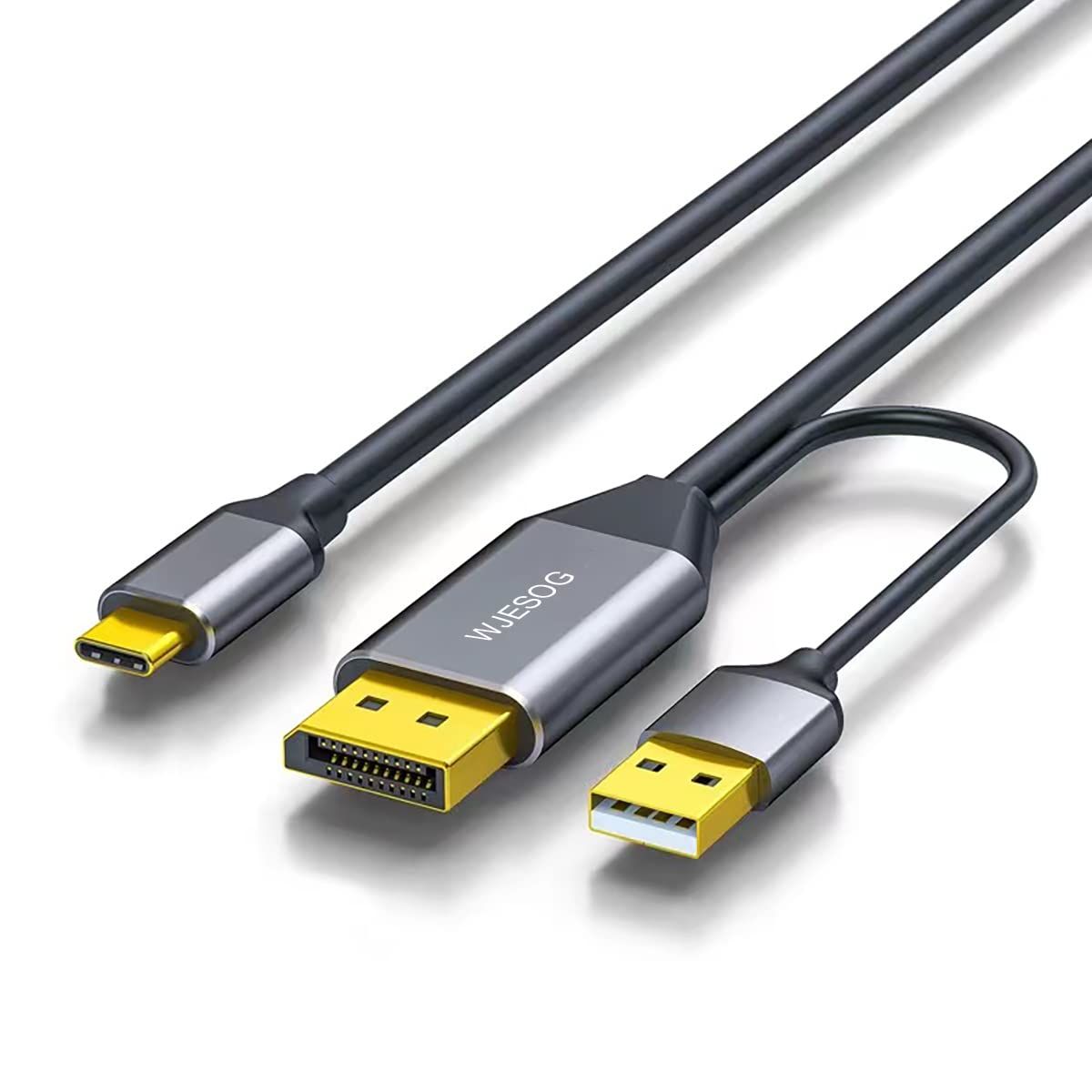 WJESOG DisplayPort - USB Cケーブル 6.6フィート 4K@60Hz USBケーブルアダプター付き DPオス-Type-Cオスコンバーター Nreal Air VR、MacBook Pro/Air 2 [DP - USB Cケーブル。]