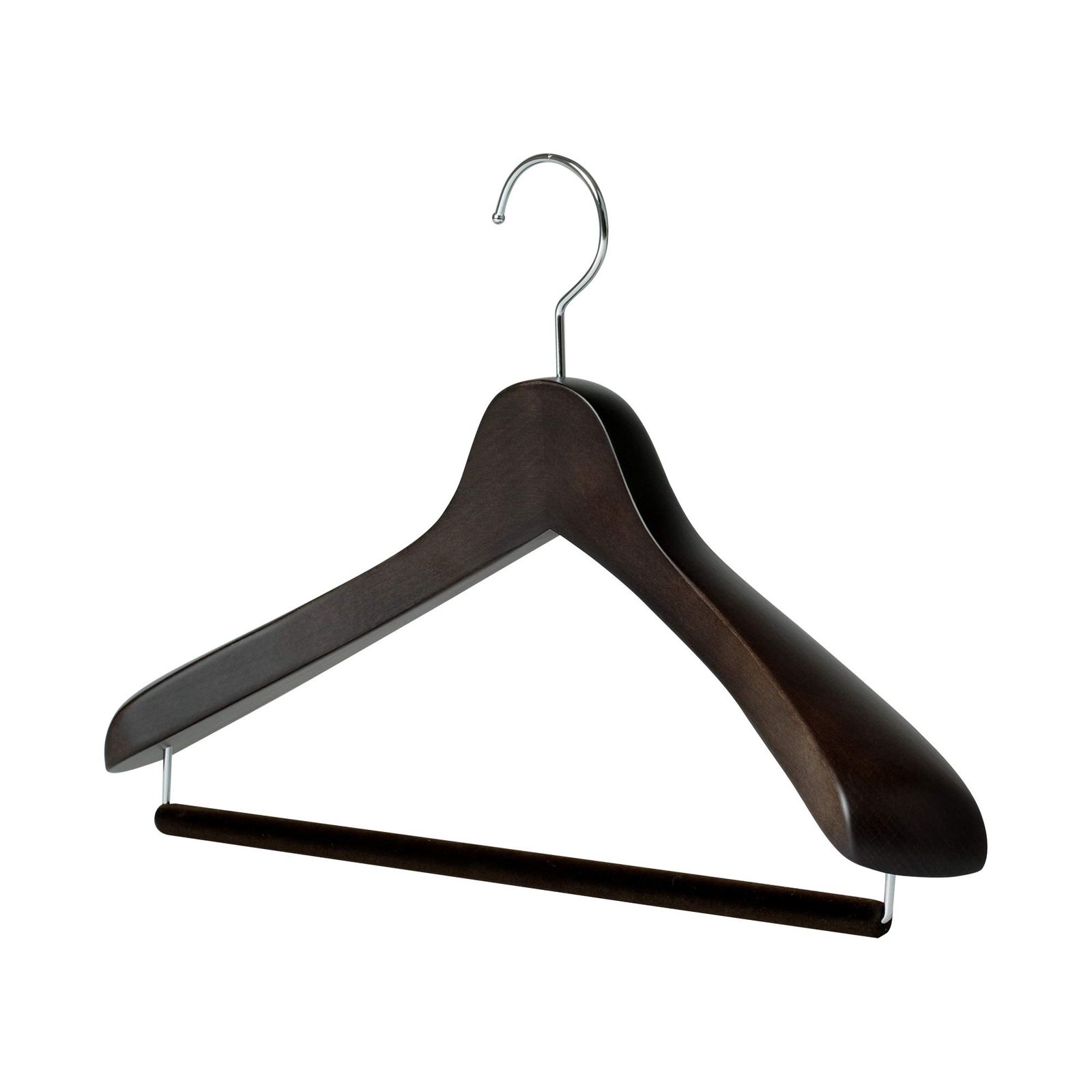 ナカタハンガー 小さめ木製メンズ スーツハンガー 5本組 フェルトバー スモークブラウン SET-01 400mm