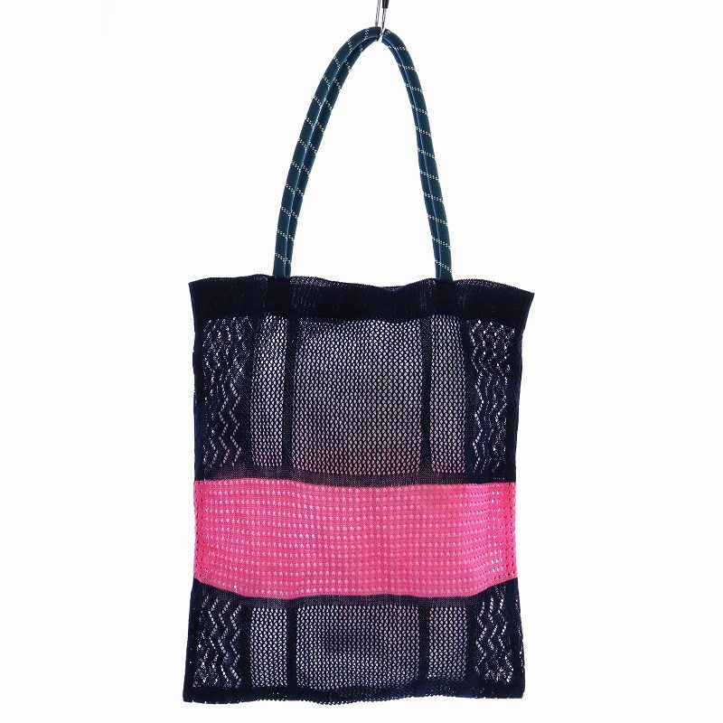 トリコテ TRICOTE MESH KNIT BAG メッシュニットバッグ ボーダー柄 紺 ネイビー ピンク pa158633819 /AQ