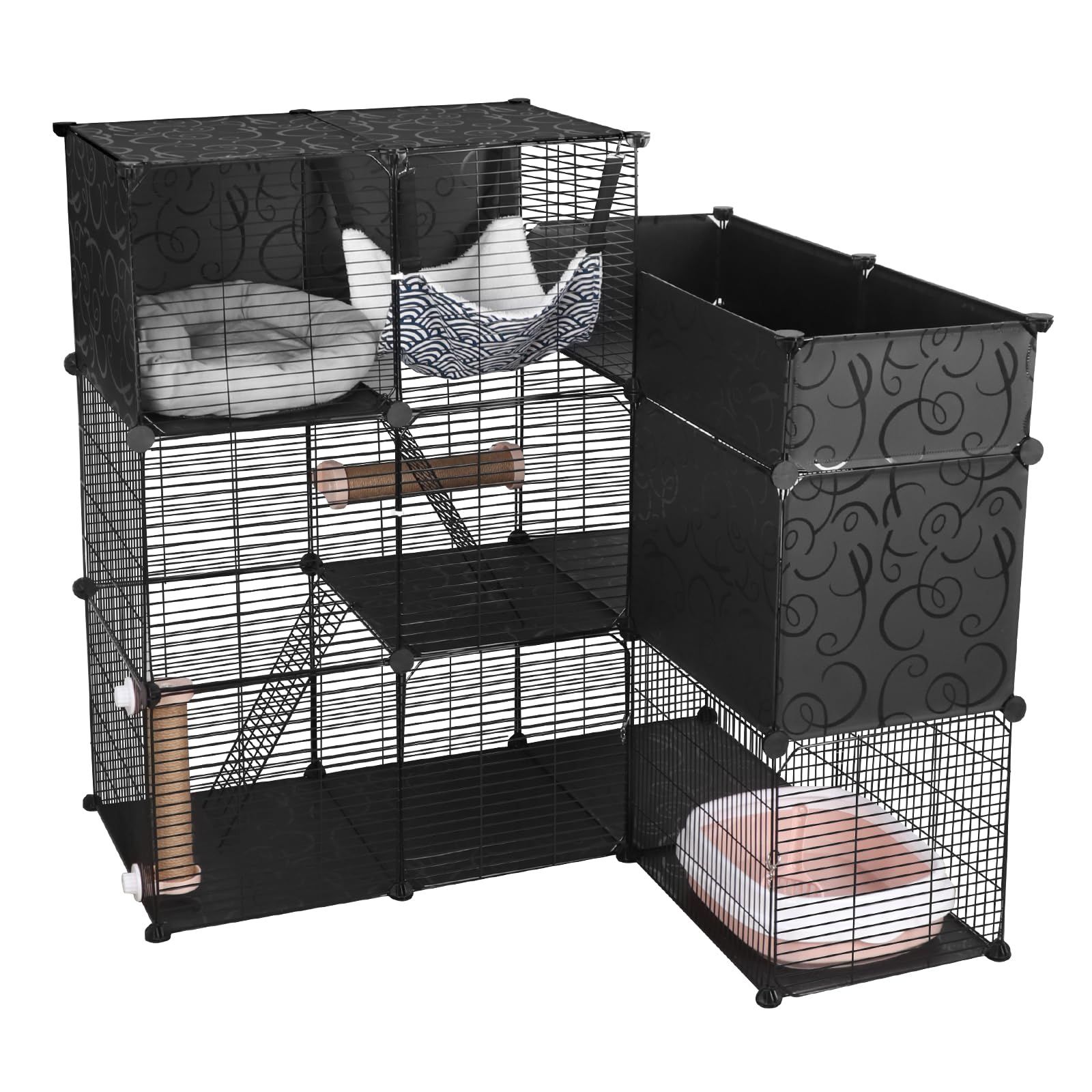 人気商品】BriSunshine 猫 ケージ 3段 トイレ付き L型 特大