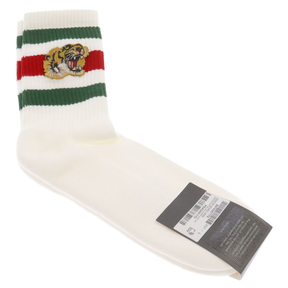 GUCCI (グッチ) タイガーヘッドワッペン付き シェリーラインソックス 