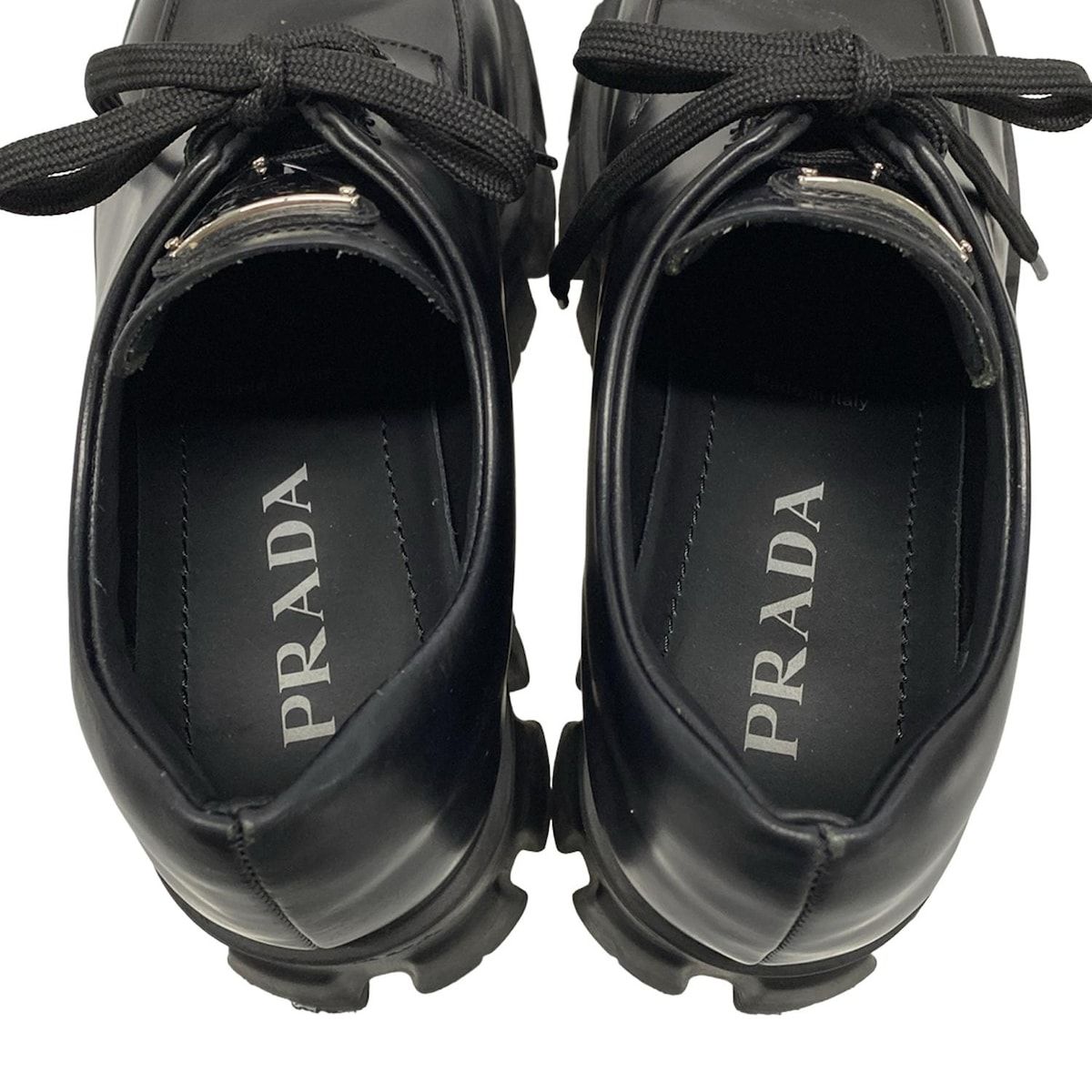 PRADA(プラダ) ローファー 38 レディース モノリス ブラッシュド