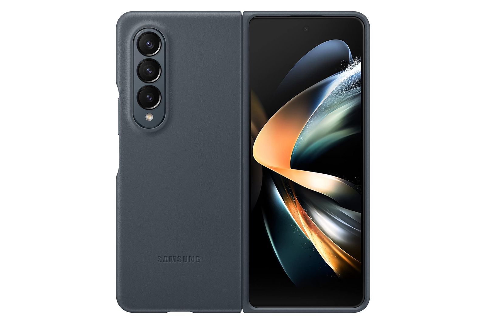 SAMSUNG Galaxy Z Fold4 レザーカバー 保護 プレミアム エレガント 電話ケース 前後保護 柔らかい表面 US版 グレーグリーン [モスグレー。] [レザー]