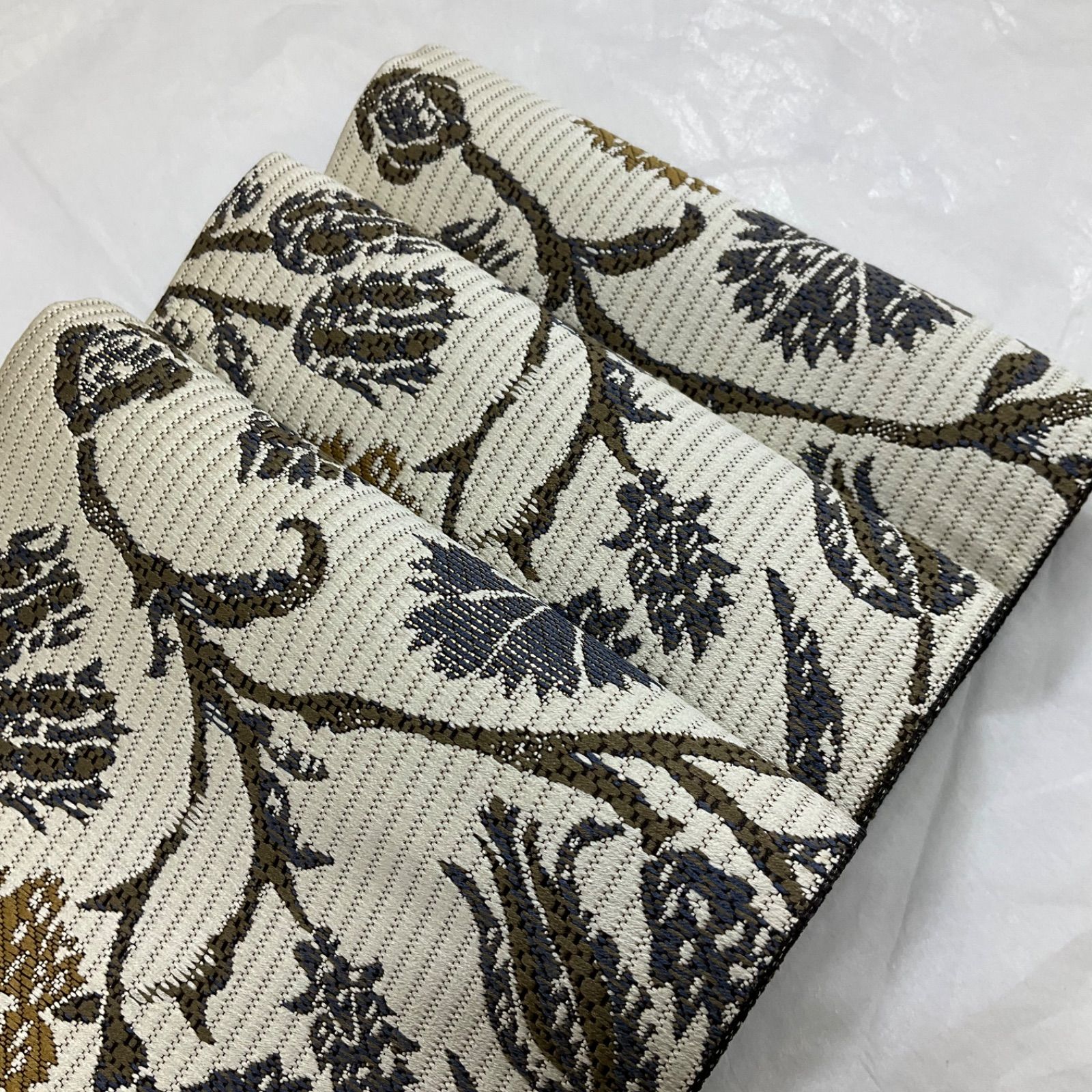 kimonoarisa○未使用同然○手織の正絹の半幅帯○半巾帯小袋帯