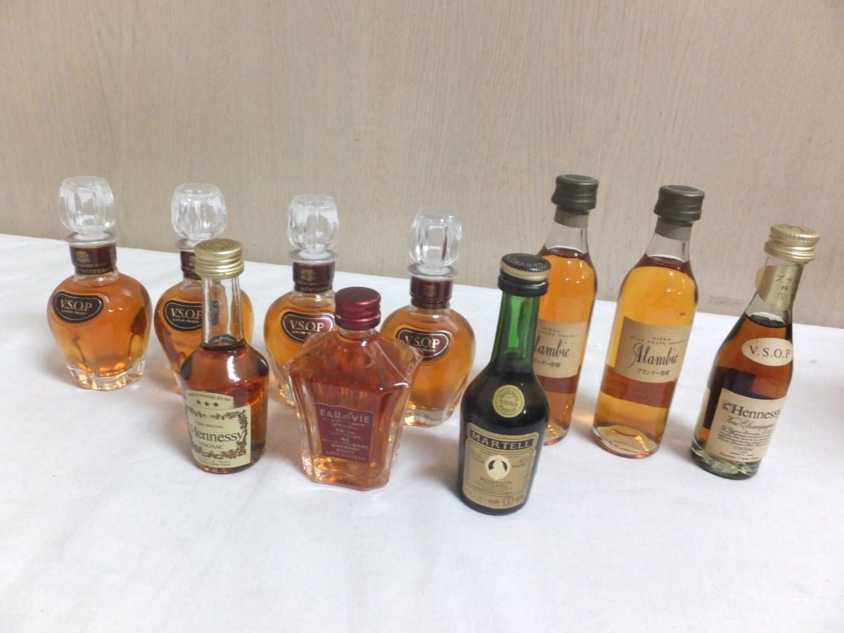 ★未開栓★ブランデー ミニボトル まとめて 10本セット 50ml 30ml サントリー VSOP ニッカ Alambic Hennessy MARTELL 他