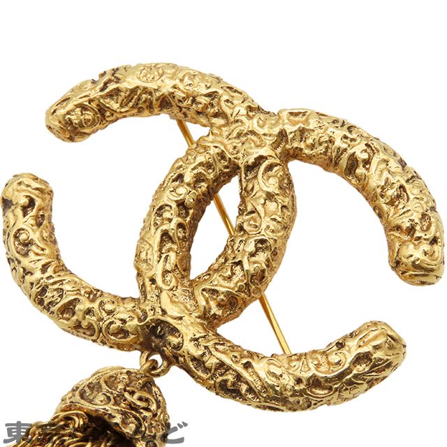 シャネル CHANEL ココマーク ブローチ 溶岩 93A ゴールド メタル GP