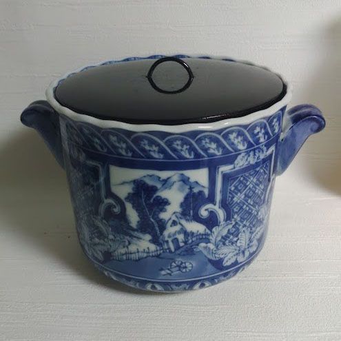 染付 祥瑞水指 水指 龍峰窯 陶器製 お茶道具 お稽古道具 ア23 【公式通販】