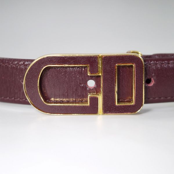 ディオール　ロゴバックル　ベルト　レザー　ボルドーレッド　ゴールド Christian Dior - 良品 Christian Dior ディオール スエード