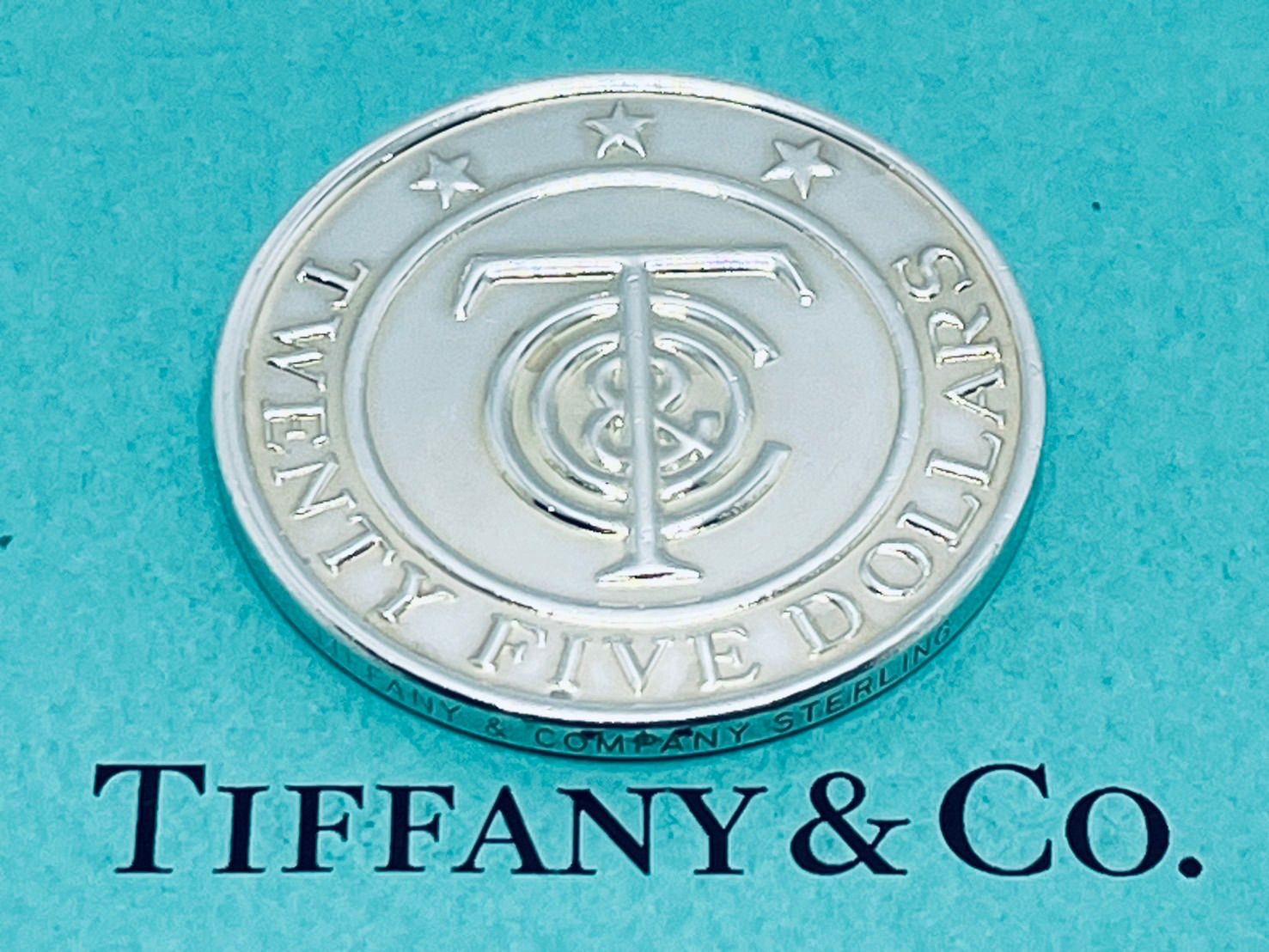 a066 美品 Tiffany&Co. ティファニー 25ドル 銀貨 ロゴ マネー