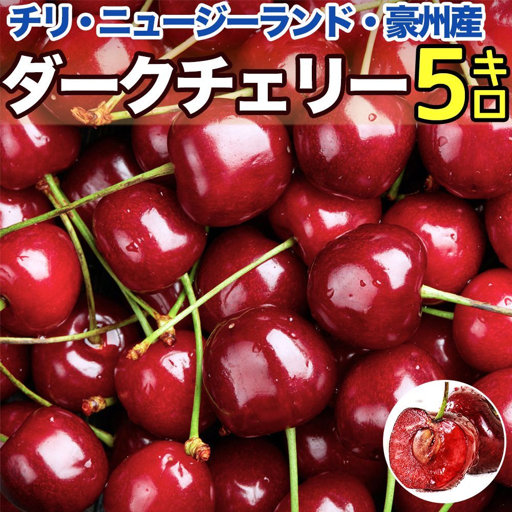 ダークチェリー 約5kg箱 大粒2Jサイズ ニュージーランド|チリ産 空輸 鮮度保持袋入 日本向け 濃い甘味食べ応え抜群 厳選フルーツ 大玉さくらんぼ Premium Cherries 車厘子櫻桃 家庭用 贈答用 お歳暮 果物ギフト 冬季 安心の 検品