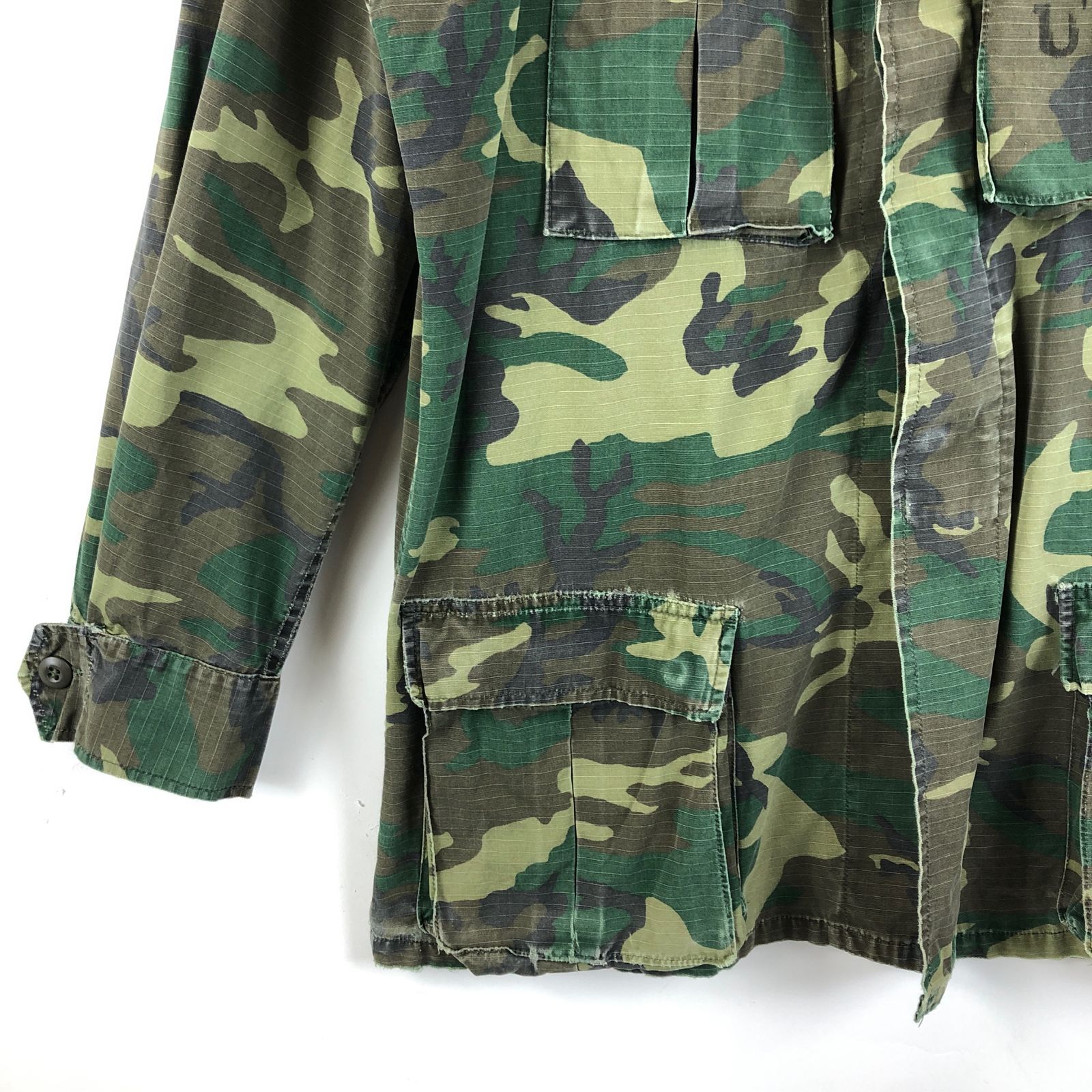 00s USMC アメリカ軍 ミリタリージャケット BDU Coat Hot Weather Camoflage pattern リップストップ オリーブ系 メンズM 古着 n051809