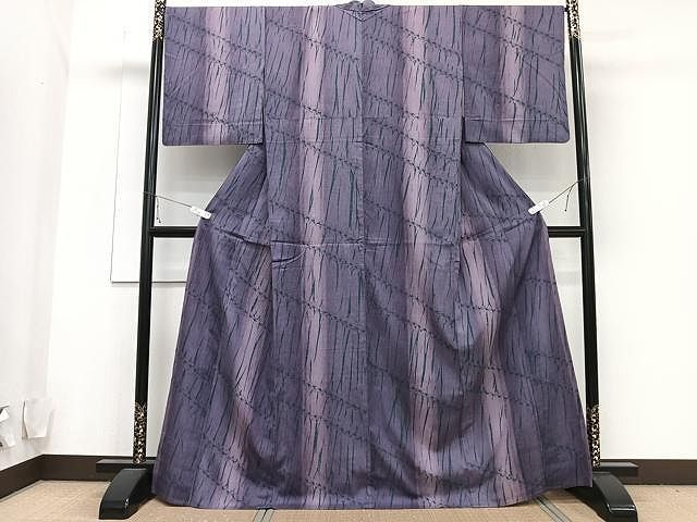 平和屋着物▽上質な紬 単衣 十字絣 正絹 逸品 DAAU6405sf