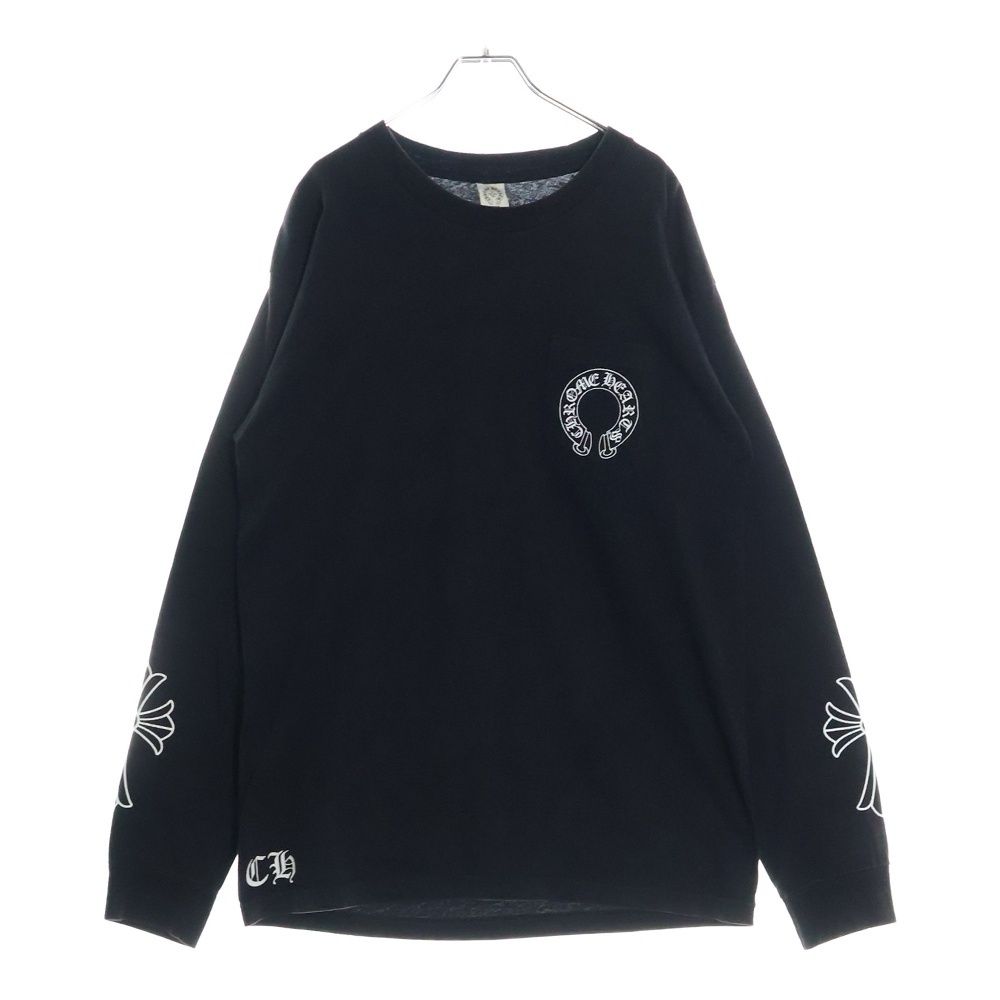 CHROME HEARTS バックプリント　スクロールラベル　長袖Tシャツ　黒 CHROME HEARTS (クロムハーツ) バックスクロールラベルプリント