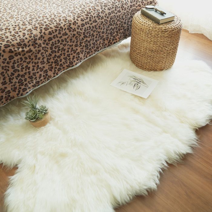 ムートン長毛フリース 4匹タイプ 約100x170cm ブラウン 洗える