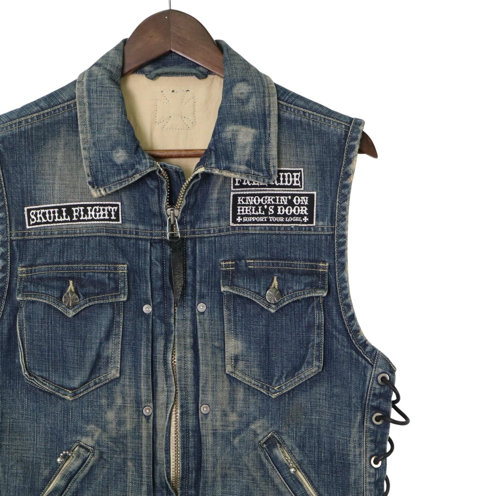 SKULL FLIGHT スカルフライト レースアップ デニムベスト RM1217-008 231
