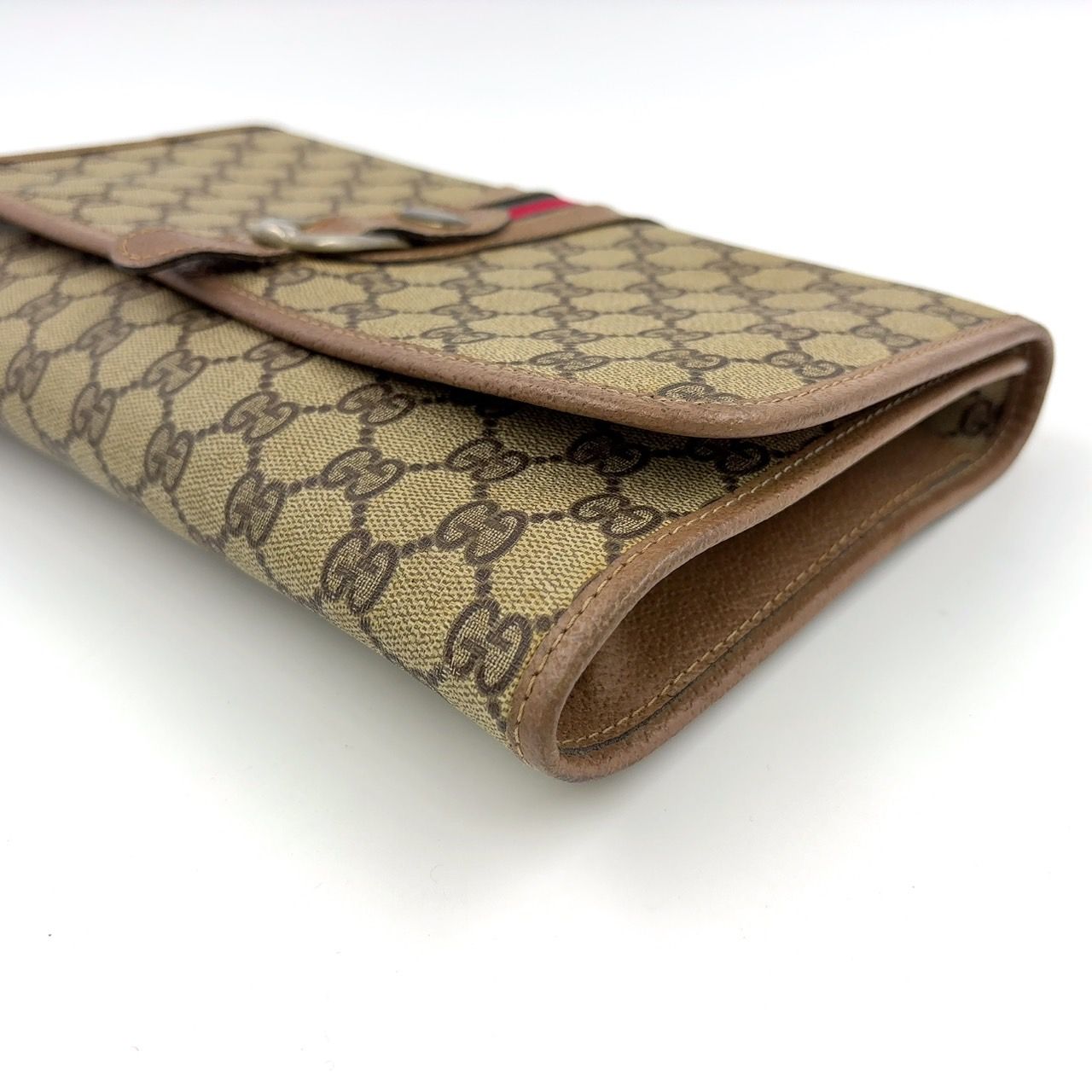 ✨美品✨GUCCI クラッチバッグ GG レザー PVC ベージュ ブラウン GUCCI オールドグッチ レザー×PVC ベージュ×ライトブラウン