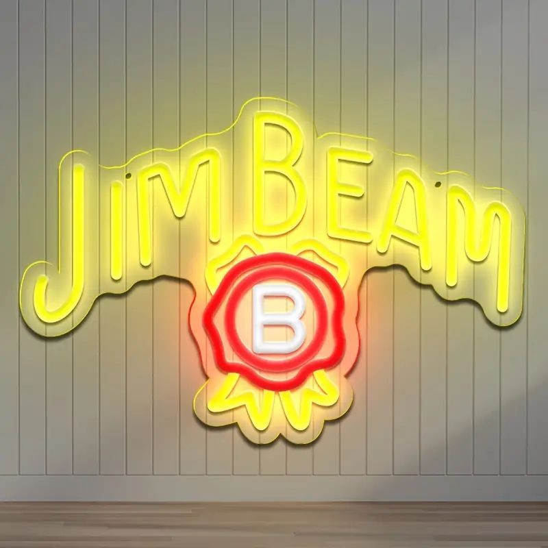 ジム・ビーム （新色）ジムビームウイスキーLEDネオンおまけ付き!q
