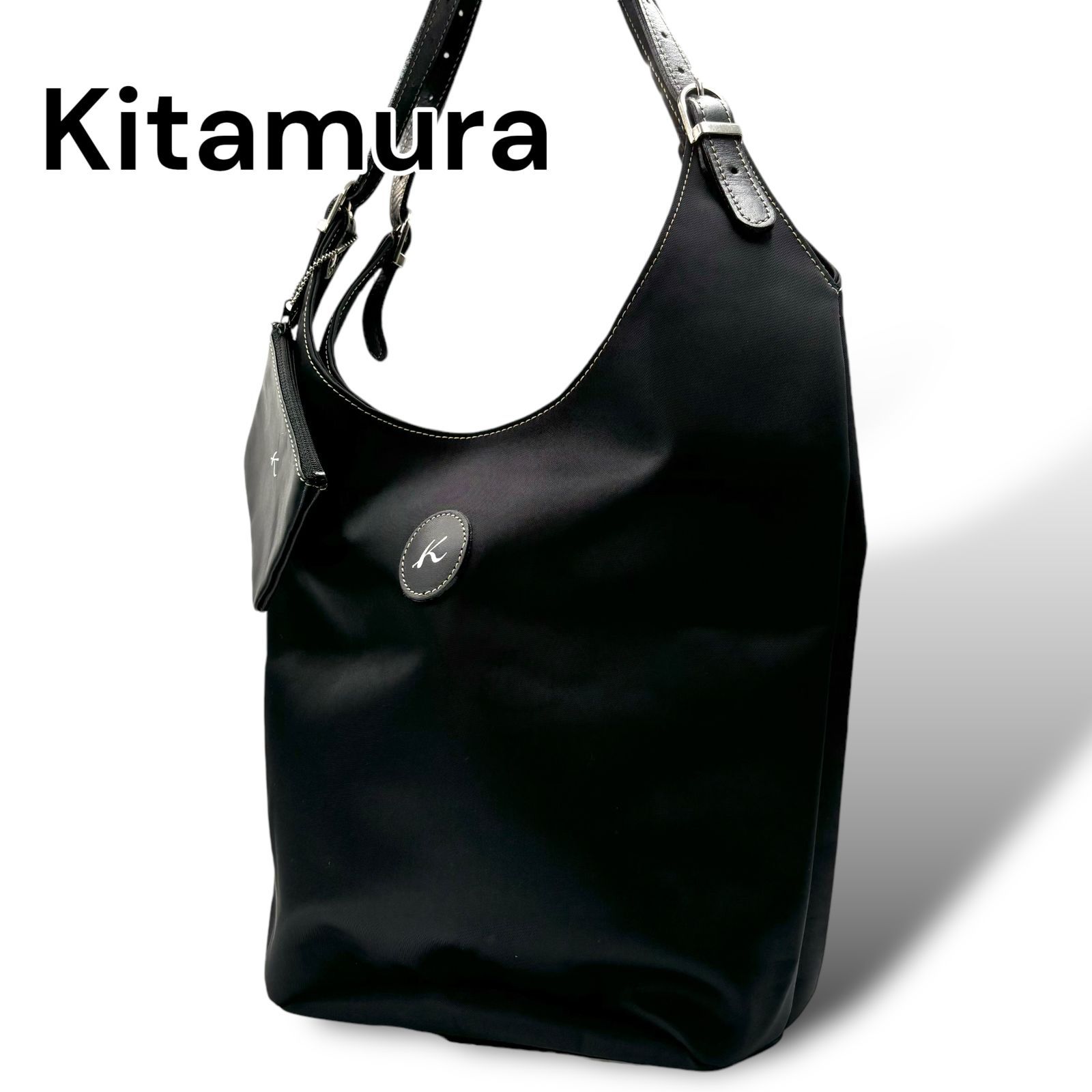 ●8882 Kitamura キタムラ ショルダーバッグ 黒系 ナイロン キタムラ【未使用】KITAMURA ナイロンショルダーバッグ 黒